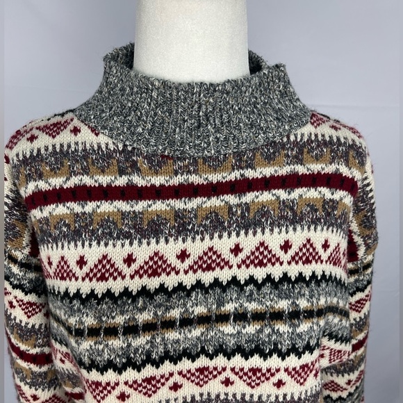 Carly Blake multi colored mock turtleneck pull over cotton sweater women’s M - Picture 7 of 15